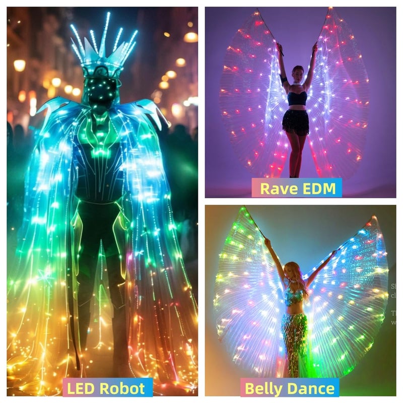 SHINYOU LED Isis Wings Light Up Rave Costume Belly Dance Wing,Music Festival Wear for Halloween Birthday Party - Image 4
